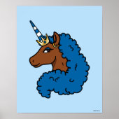 Blue Afro Unicorn Poster (Voorkant)