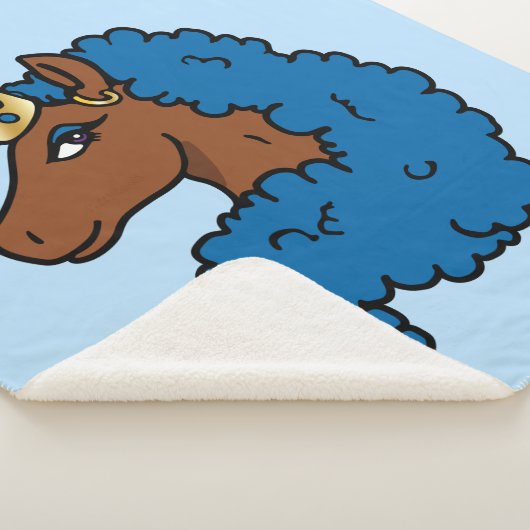 Blue Afro Unicorn Sherpa Deken (3/4)