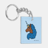 Blue Afro Unicorn Sleutelhanger (Voorkant Links)
