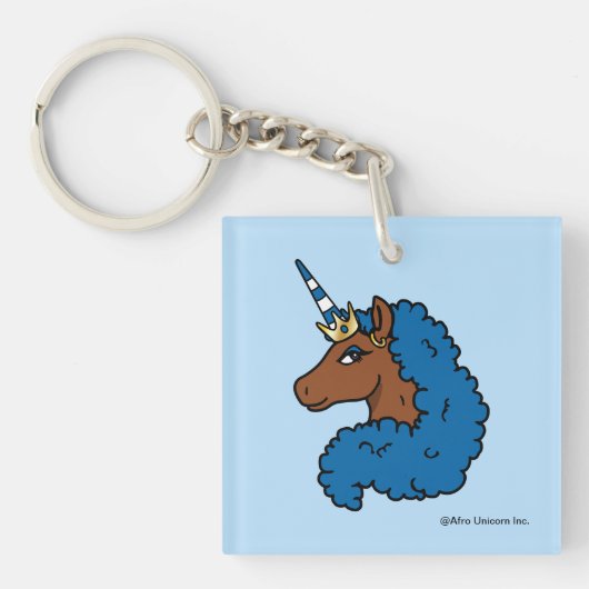 Blue Afro Unicorn Sleutelhanger (Voorkant)