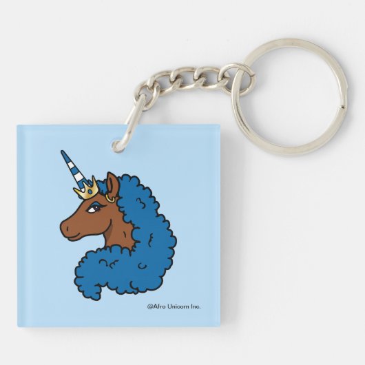 Blue Afro Unicorn Sleutelhanger (Achterkant)