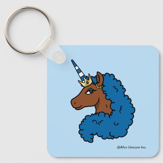 Blue Afro Unicorn Sleutelhanger (Voorkant)