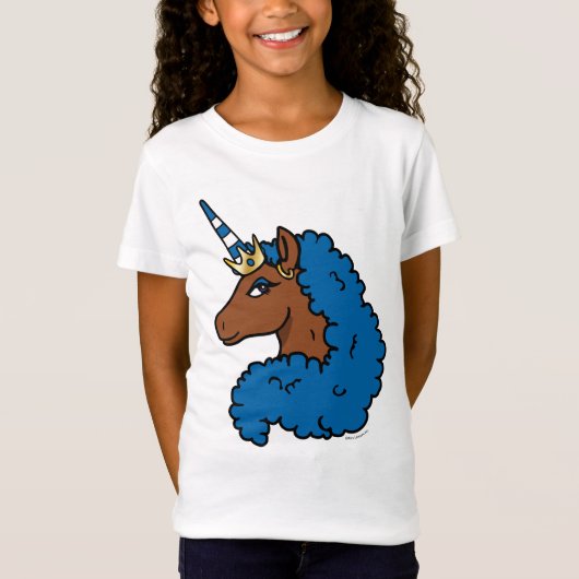 Blue Afro Unicorn T-shirt (Voorkant)