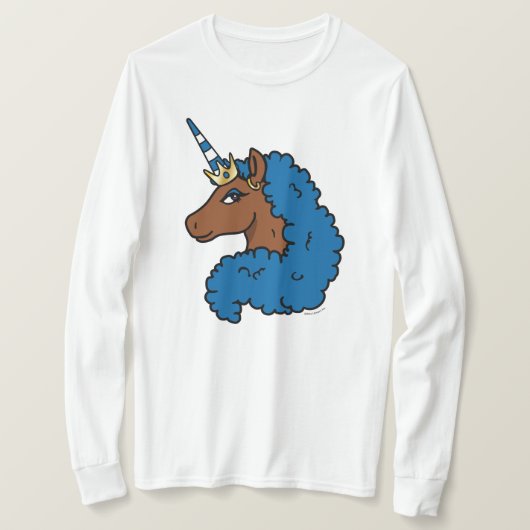 Blue Afro Unicorn T-shirt (Design voorkant)