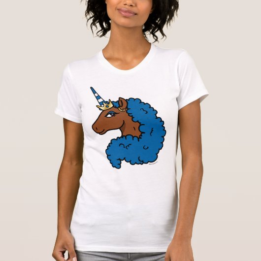Blue Afro Unicorn T-shirt (Voorkant)