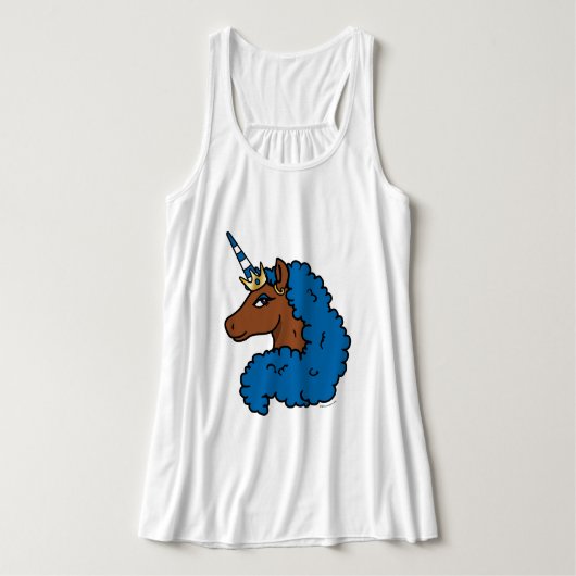 Blue Afro Unicorn Tanktop (Design voorkant)