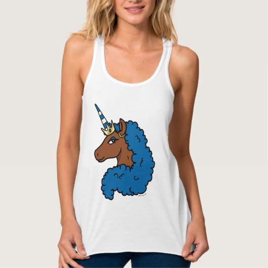 Blue Afro Unicorn Tanktop (Voorkant)