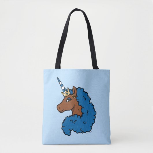 Blue Afro Unicorn Tote Bag (Voorkant)