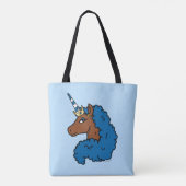 Blue Afro Unicorn Tote Bag (Achterkant)