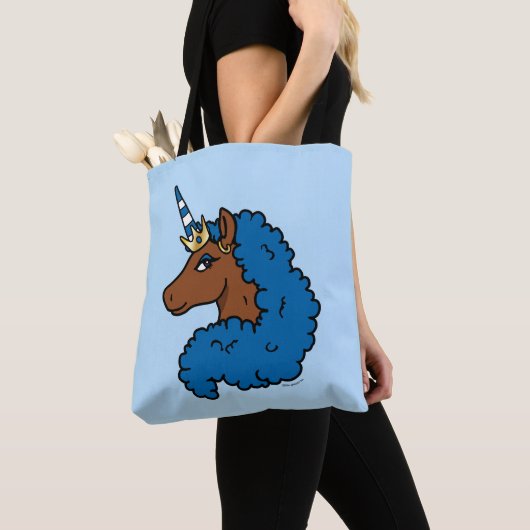 Blue Afro Unicorn Tote Bag (Dichtbij)