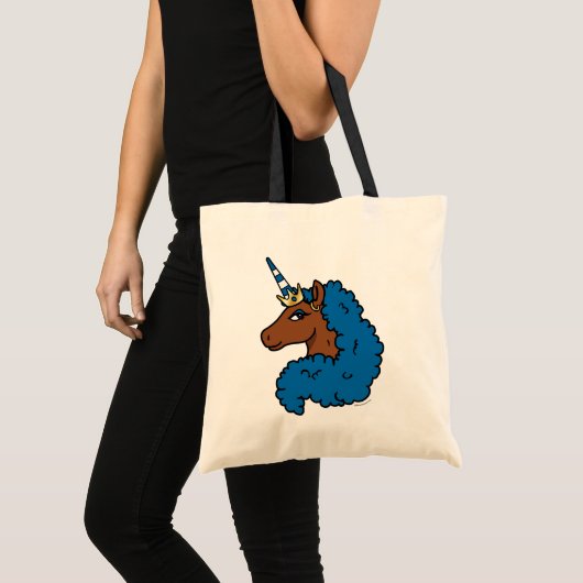 Blue Afro Unicorn Tote Bag (Voorkant (product))