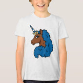 Blue Afro Unicorn Tri-Blend Shirt (Voorkant)