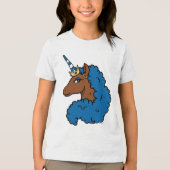 Blue Afro Unicorn Tri-Blend Shirt (Voorkant)
