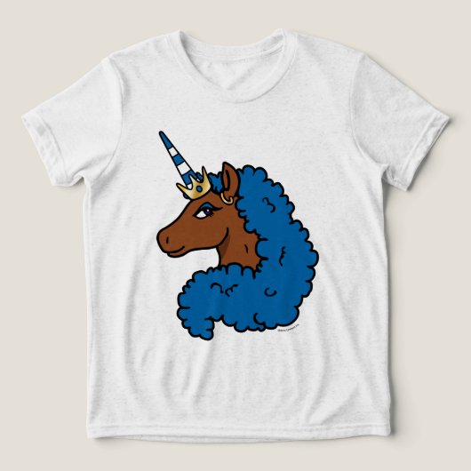 Blue Afro Unicorn Tri-Blend Shirt (Design voorkant)
