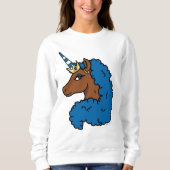 Blue Afro Unicorn Trui (Voorkant)