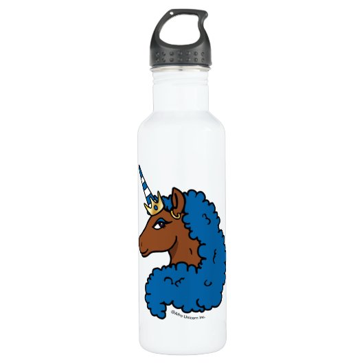 Blue Afro Unicorn Waterfles (Voorkant)
