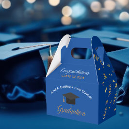 Blue Afstuderen 2025 Gold Streamers Custom Party Bedankdoosjes