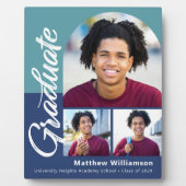 Blue Afstuderen 3 Photo Bold Arch Script Modern Fotoplaat (Voorkant)