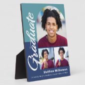 Blue Afstuderen 3 Photo Bold Arch Script Modern Fotoplaat (Zijkant)