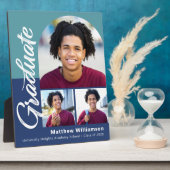 Blue Afstuderen 3 Photo Bold Arch Script Modern Fotoplaat (Zijkant)