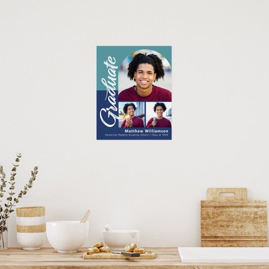 Blue Afstuderen 3 Photo Bold Arch Script Modern Poster (Keuken)