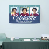 Blue Afstuderen 3 Photo Bold Script Modern Minimal Spandoek (Beurs)