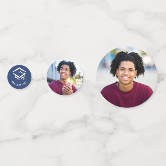 Blue Afstuderen 3 Photo Bold Script Pet Minimalist Confetti (Achterkanten)