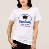 Blue Afstuderen Custom 2025 Afstuderen Vrouwen Tri-Blend Shirt (Voorkant)