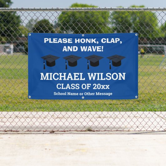 Blue Afstuderen Gefeliciteerd Afstuderen Spandoek (Insitu)