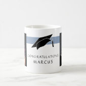 Blue Afstuderen Gefeliciteerd Foto Afstuderen Koffiemok (Center)