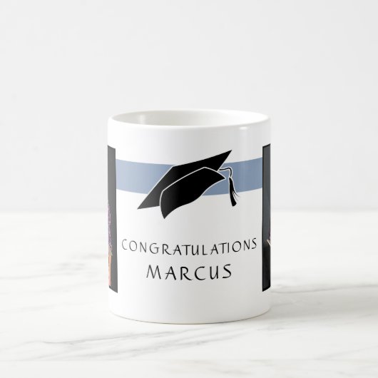 Blue Afstuderen Gefeliciteerd Foto Afstuderen Koffiemok (Center)