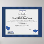Blue Afstuderen Homeschooler Diploma Poster (Voorkant)