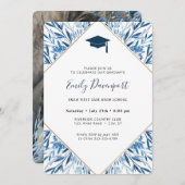 Blue Afstuderen Invitation Foto op achterzijde Kaart (Voorkant / Achterkant)