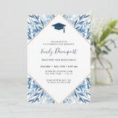 Blue Afstuderen Invitation Foto op achterzijde Kaart (Staand voorkant)