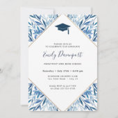 Blue Afstuderen Invitation Foto op achterzijde Kaart (Voorkant)