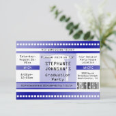 Blue Afstuderen of Party Admission Ticket Kaart (Staand voorkant)