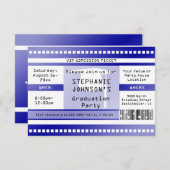 Blue Afstuderen of Party Admission Ticket Kaart (Voorkant / Achterkant)