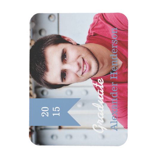 Blue Afstuderen Photo Announcement Magnet Magneet (Verticaal)