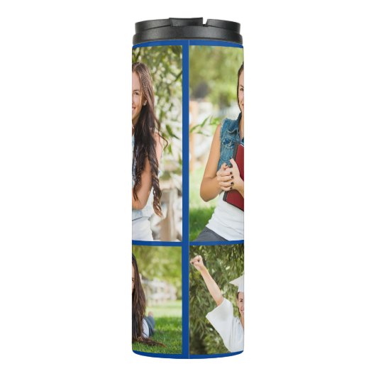 Blue Afstuderen Photo Collage Afstuderen Gift Thermosbeker (Achterkant)