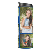 Blue Afstuderen Photo Collage Afstuderen Gift Thermosbeker (Geroteerd rechts)