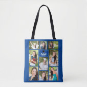 Blue Afstuderen Photo Collage Afstuderen Gift Tote Bag (Voorkant)