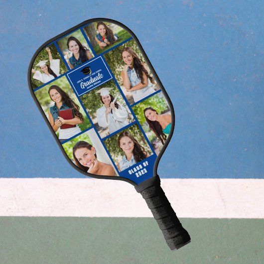 Blue Afstuderen Photo Collage Custom Afstuderen Gi Pickleball Paddle