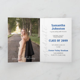 Blue Afstuderen Script Modern Photo Invitation