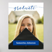 Blue Afstuderen Script Modern Photo Poster (Voorkant)