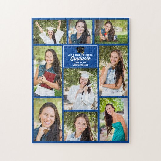 Blue Afstuderen Senior Photo Collage 2023 Afstuder Legpuzzel (Verticaal)