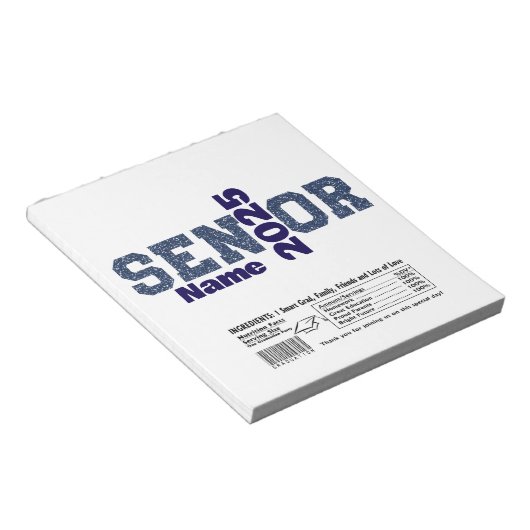 Blue Afstuderen Senior Snoep Bar Wraps Party Favor Notitieblok (Schuin)