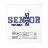 Blue Afstuderen Senior Snoep Bar Wraps Party Favor Notitieblok (Voorkant)