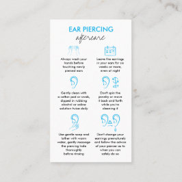 Blue Aftercare Instructions for Ear Piercings Visitekaartje