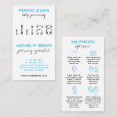 Blue Aftercare Instructions for Ear Piercings Visitekaartje (Voorkant / Achterkant)