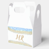 Blue Agaat Gold Glitter Sparkle Monogram Naam Teks Bedankdoosjes (Geopend)